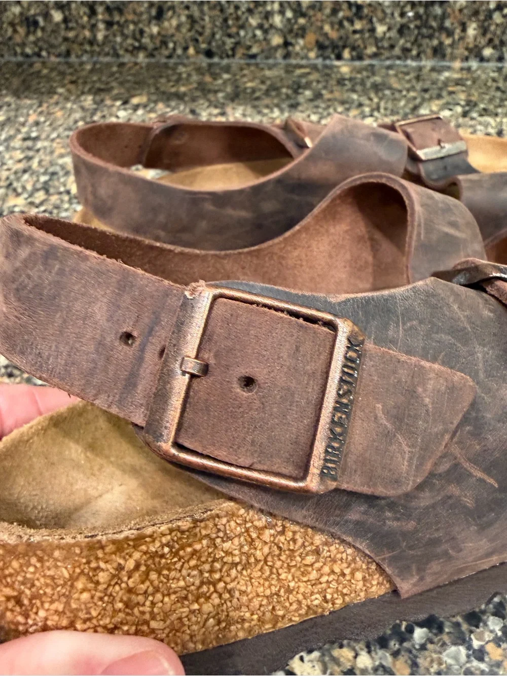 Brown Double Buckle Leather Sandals Mens 9